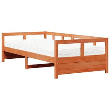 Vidaxl Dnevna postelja z vzmetnico vošč. rjava 90x200 cm borovina