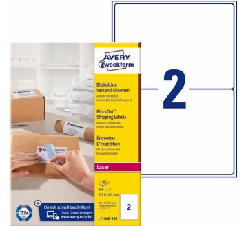 Avery Zweckform Etikete zweckform l7168 199,6x143,5mm 1/100