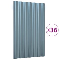 Vidaxl Strešne plošče 36 kosov cinkano jeklo sive 60x36 cm