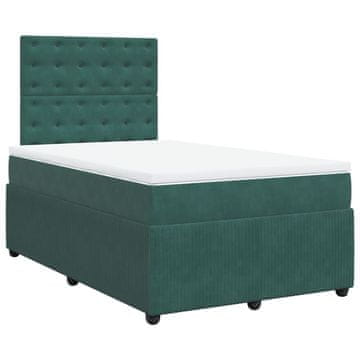 Vidaxl Box spring postelja z vzmetnico temno zelen 120x190 cm žamet