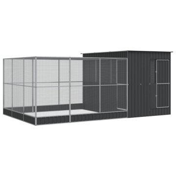 Vidaxl Voliera s podaljškom srebrna 497x303x216 cm jeklo