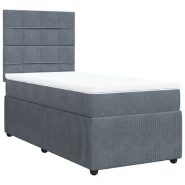Vidaxl Box spring postelja z vzmetnico temno siva 90x200 cm žamet