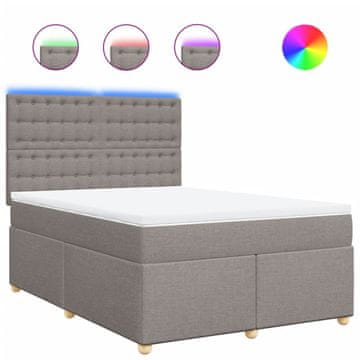 Vidaxl Box spring postelja z vzmetnico taupe 140x190 cm blago