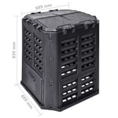 Vidaxl Vrtni kompostnik črn 68,9x68,9x83,9 cm 360 L