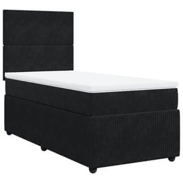 Vidaxl Box spring postelja z vzmetnico črna 90x200 cm žamet