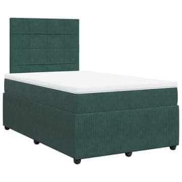 Vidaxl Box spring postelja z vzmetnico temno zelen 120x190 cm žamet