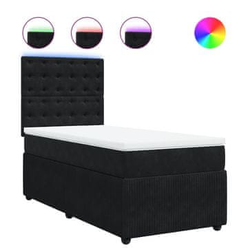 Vidaxl Box spring postelja z vzmetnico črna 90x200 cm žamet
