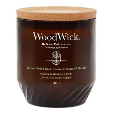 Woodwick Svíčka ReNew střední, Tomato Leaf & Basil, Rajčatový list a bazalka, 184 g