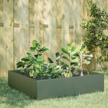 Vidaxl vidaXL Dvignjena greda olivno zelena 100x100x25 cm jeklo