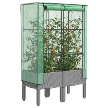 Vidaxl vidaXL Dvignjena gredica z rastlinjakom, videz ratana, 80x40x140 cm