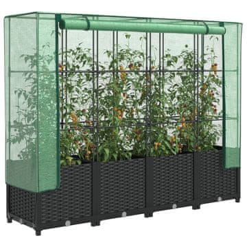 Vidaxl vidaXL Dvignjena gredica z rastlinjakom, videz ratana, 160x40x138 cm