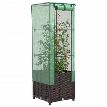 Vidaxl vidaXL Dvignjena gredica z rastlinjakom, videz ratana, 40x40x139 cm
