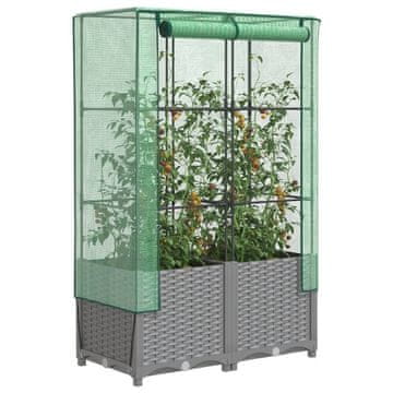 Vidaxl vidaXL Dvignjena gredica z rastlinjakom, videz ratana, 80x40x138 cm