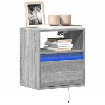 Vidaxl vidaXL Stenska TV omarica z LED osvetlitvijo, siva, hrast sonoma, 41x31x45 cm