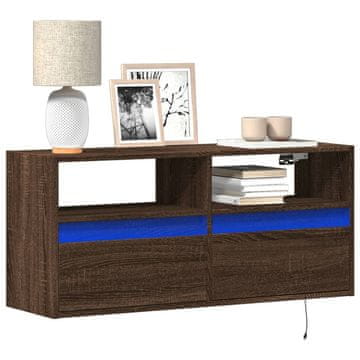 Vidaxl vidaXL Stenska TV omarica z LED osvetlitvijo, rjav hrast, 100x31x45 cm