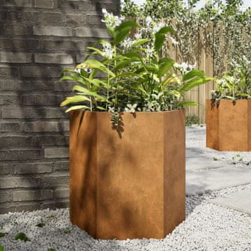 Vidaxl vidaXL Vrtni sadilniki 2 kosa šesterokotni 46x40x45 cm nerjaveče jeklo