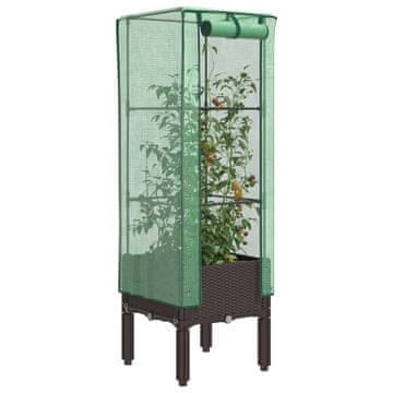 Vidaxl vidaXL Dvignjena gredica z rastlinjakom, videz ratana, 40x40x140 cm