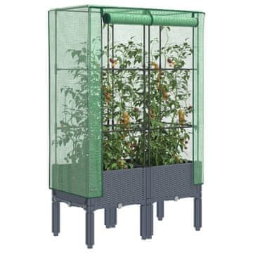 Vidaxl vidaXL Dvignjena gredica z rastlinjakom, videz ratana, 80x40x140 cm