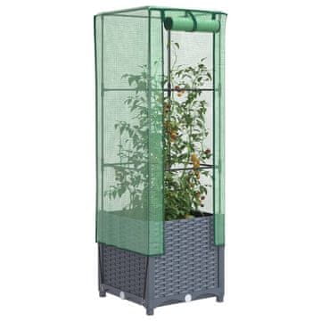 Vidaxl vidaXL Dvignjena gredica z rastlinjakom, videz ratana, 40x40x139 cm