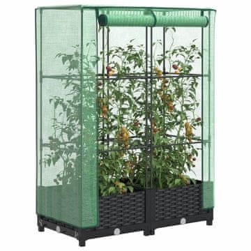 Vidaxl vidaXL Dvignjena gredica z rastlinjakom, videz ratana, 80x40x123 cm