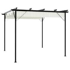 Vidaxl Pergola z zložljivo streho kremno bela 3x3 m jeklo