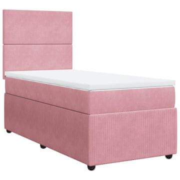 Vidaxl Box spring postelja z vzmetnico roza 90x200 cm žamet
