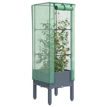 Vidaxl vidaXL Dvignjena gredica z rastlinjakom, videz ratana, 40x40x140 cm