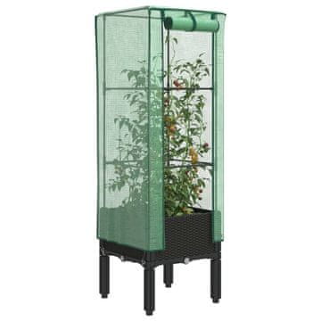 Vidaxl vidaXL Dvignjena gredica z rastlinjakom, videz ratana, 40x40x140 cm