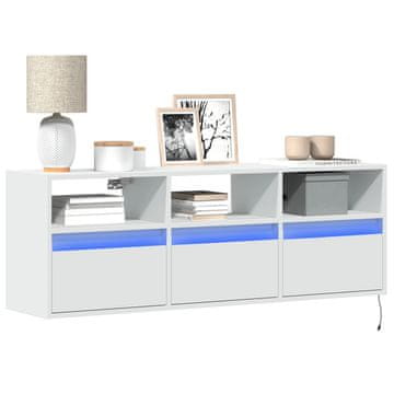 Vidaxl vidaXL Stenska TV omarica z LED osvetlitvijo, bela, 130x31x45 cm
