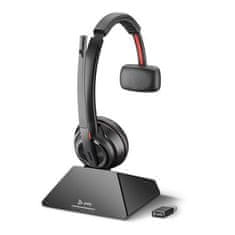 Poly Mono brezžične slušalke Plantronics Savi 8210-M UC USB-A DECT črne (209212-02) s stojalom