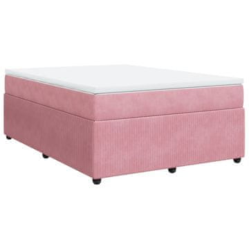 Vidaxl Box spring postelja z vzmetnico roza 140x200 cm žamet