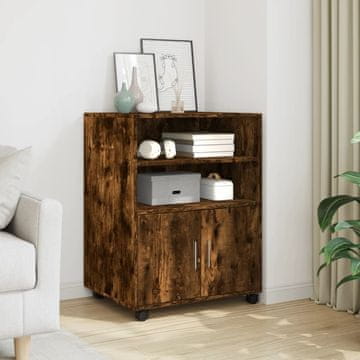 Vidaxl vidaXL Omarica na kolesih dimljen hrast 60x48x81 cm