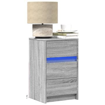 Vidaxl vidaXL Nočna omarica z LED-lučjo, siva, hrast sonoma, material na osnovi lesa