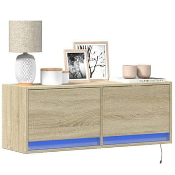 Vidaxl vidaXL Stenska TV omarica z LED osvetlitvijo, hrast sonoma, 100x31x35 cm
