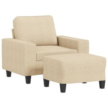 Vidaxl Fotelj s stolčkom za noge krem 60 cm blago