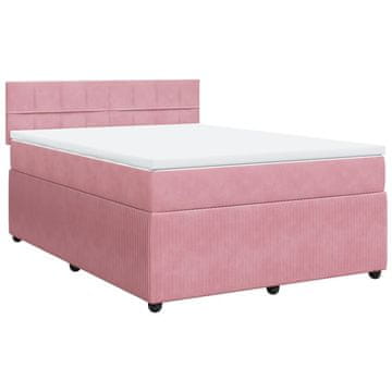 Vidaxl Box spring postelja z vzmetnico roza 140x200 cm žamet