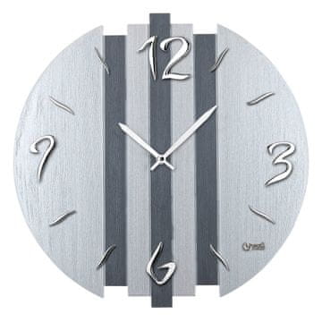 Lowell Okrogla stenska ura 50cm / siva / les, krom