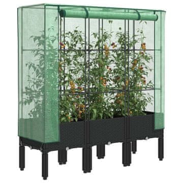 Vidaxl vidaXL Dvignjena gredica z rastlinjakom, videz ratana, 120x40x140 cm