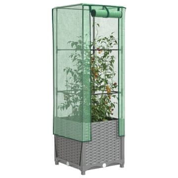 Vidaxl vidaXL Dvignjena gredica z rastlinjakom, videz ratana, 40x40x139 cm
