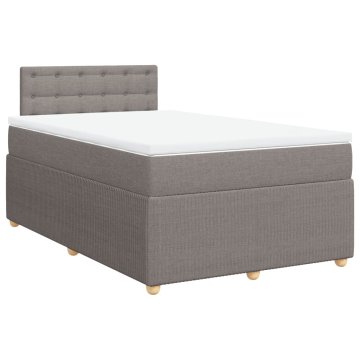Vidaxl Box spring postelja z vzmetnico taupe 120x200 cm blago