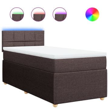 Vidaxl Box spring postelja z vzmetnico temno rjava 100x200 cm blago