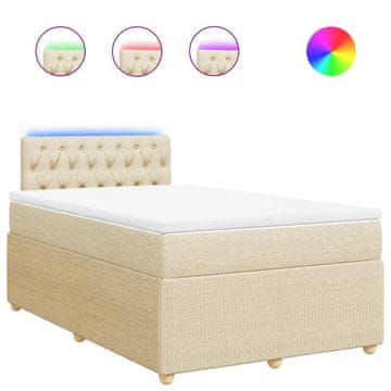 Vidaxl Box spring postelja z vzmetnico krem 120x200 cm blago
