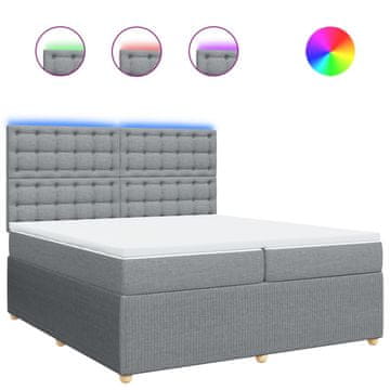 Vidaxl Box spring postelja z vzmetnico svetlo siva 200x200 cm blago