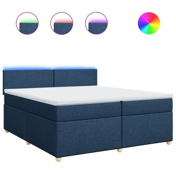 Vidaxl Box spring postelja z vzmetnico modra 200x200 cm blago