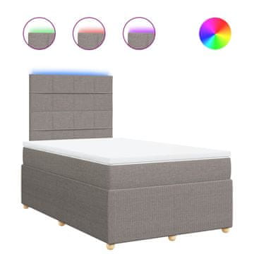Vidaxl Box spring postelja z vzmetnico taupe 120x200 cm blago