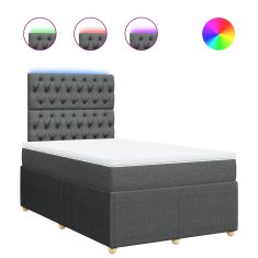 Vidaxl Box spring postelja z vzmetnico temno siva 120x200 cm blago