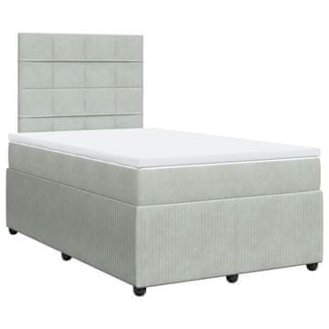 Vidaxl Box spring postelja z vzmetnico svetlo siva 120x190 cm žamet