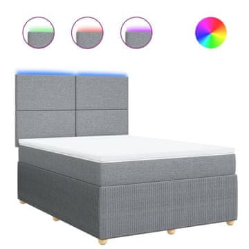 Vidaxl Box spring posteljni z vzmetnico svetlo siv 140x190 cm blago