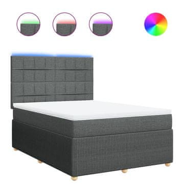 Vidaxl Box spring posteljni z vzmetnico temno siv 140x190 cm blago