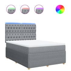 Vidaxl Box spring postelja z vzmetnico svetlo siva 140x200 cm blago